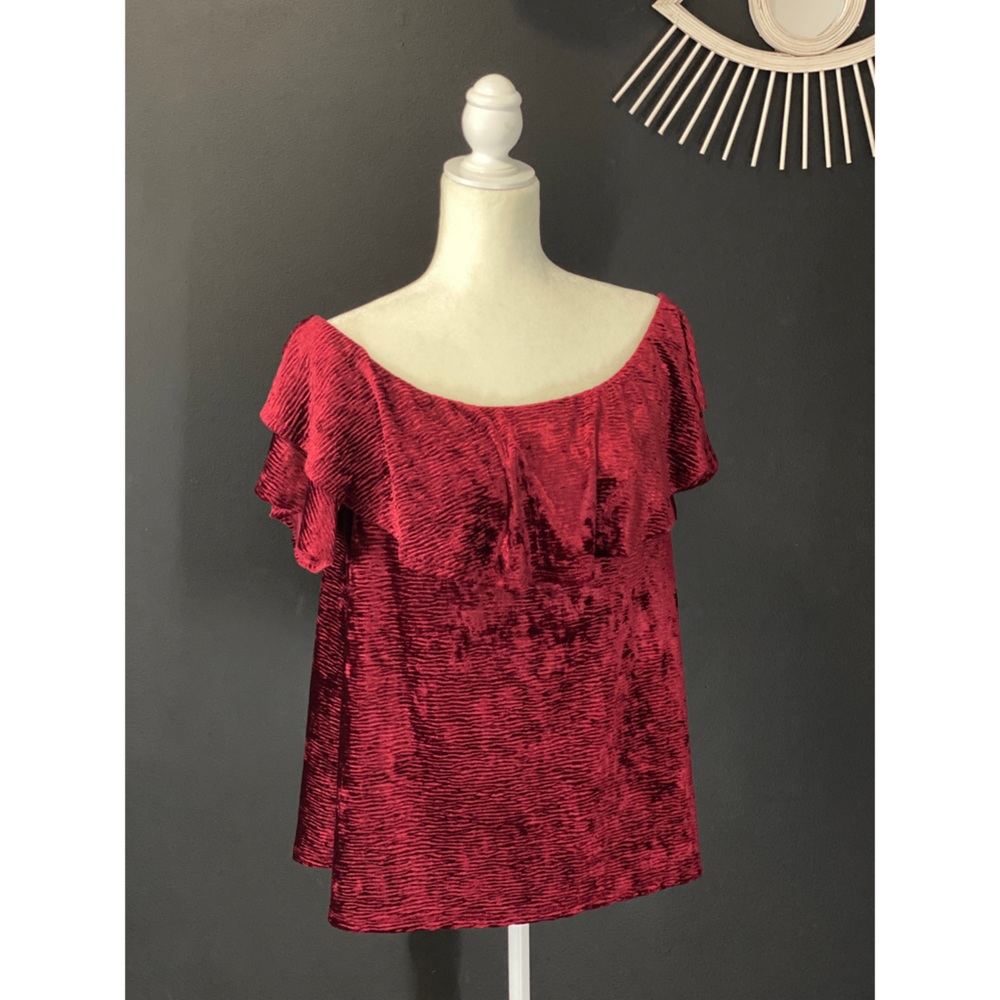 Knox Rose velvet off shoulder blouse